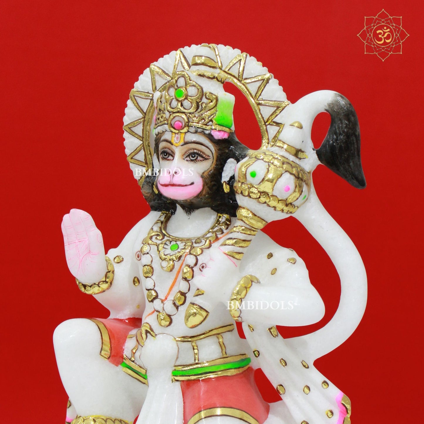 Ashirwad Marble Hanuman Statue in 9inches with Full Painting