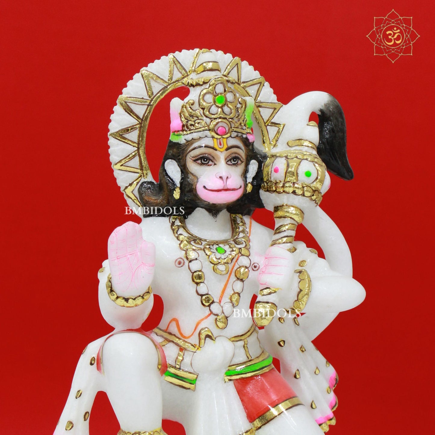 Ashirwad Marble Hanuman Statue in 9inches with Full Painting