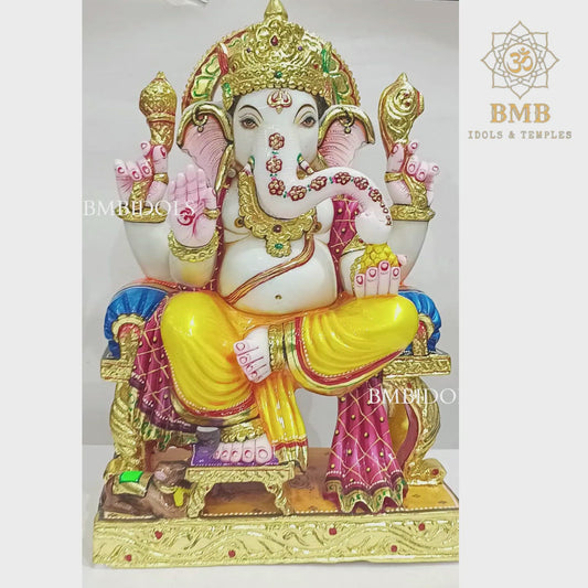 Marble Ganesh Murti made in Natural makrana marble in 18inches