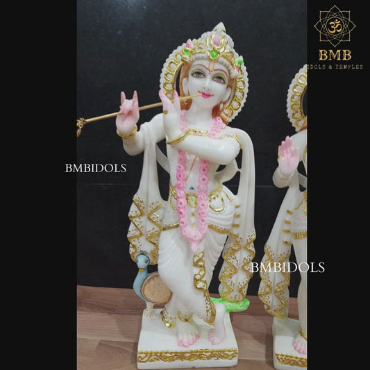 Marble Radha Krishna Statue in Makrana Marble in 15inches