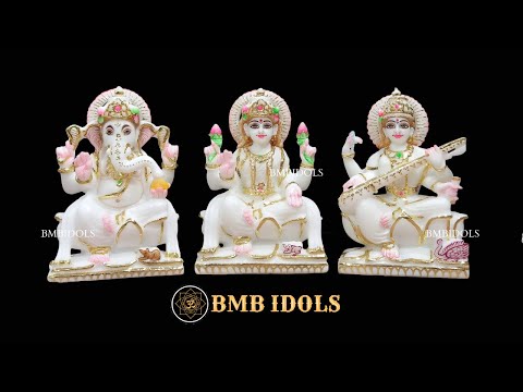 Marble Ganesh Lakshmi Saraswati Statue Video
