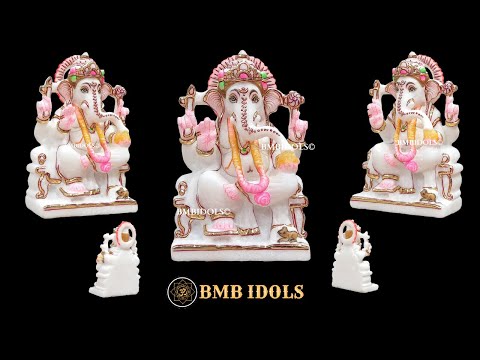 Four Hand Marble Ganesha Moorti made in 6inches in pure white Makrana Marble