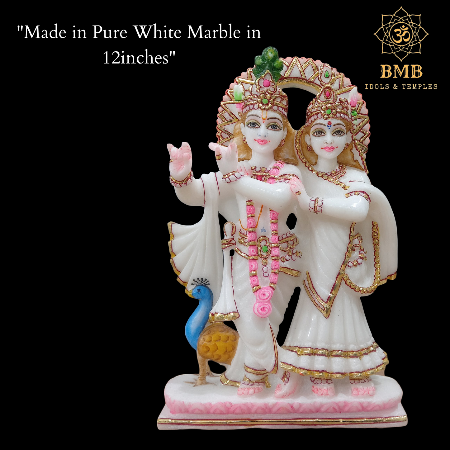 Marble Radha Krishna Murti in 12inches known as Jugal Radha Krishna Statue