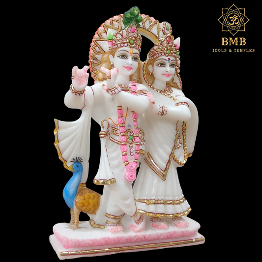 Marble Radha Krishna Murti in 12inches known as Jugal Radha Krishna Statue